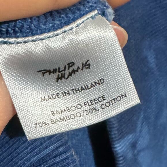 Philip Huang Camo Indigo Organic French Terry Sweatshirt Mens Size Small - Picture 6 of 11